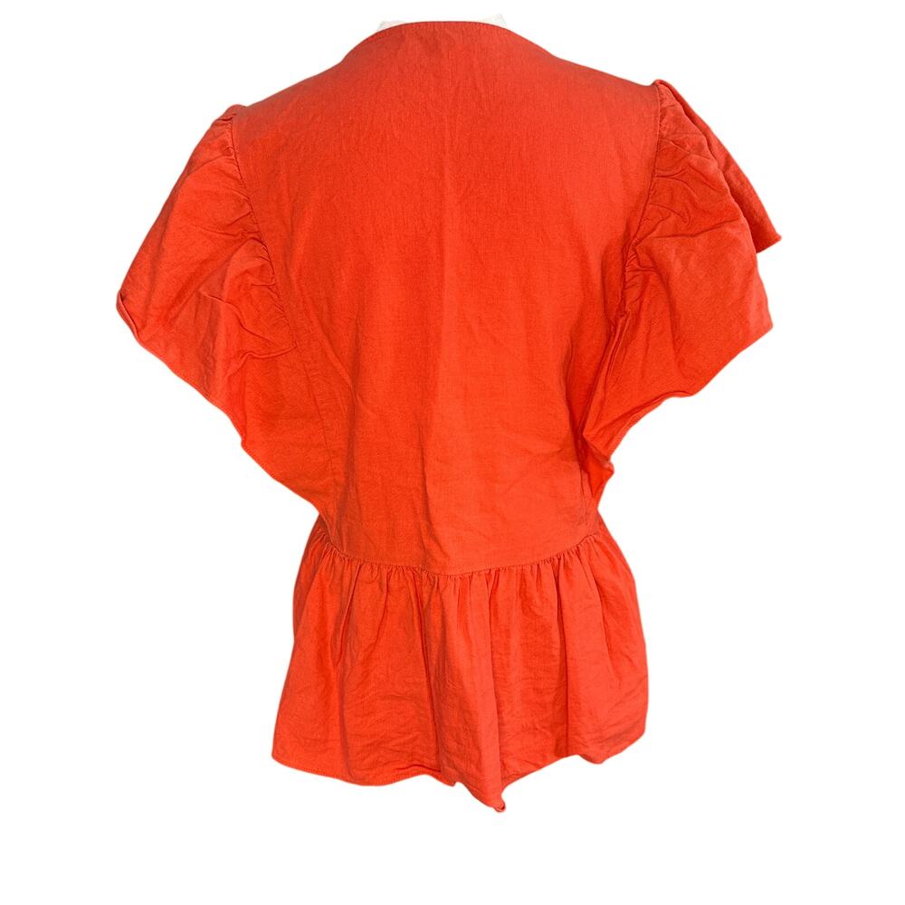 Madewell Linen-Blend Flutter-Sleeve Peplum Top size s - Picture 3 of 8